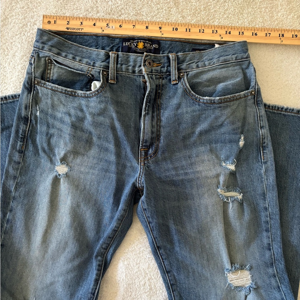 Lucky Brand Distressed Style Men’s Blue Jeans Size W33 L32 - Picture 7 of 11